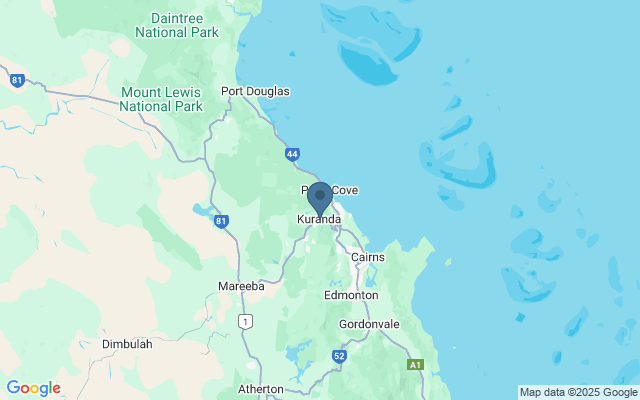 Kaart met locatie Kuranda Skyrail